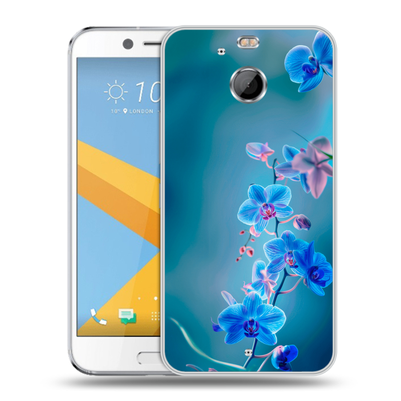 Пластиковый чехол на HTC 10 evo с принтом Голубые цветы Пластиковый чехол на HTC 10 evo с принтом Голубые цветы