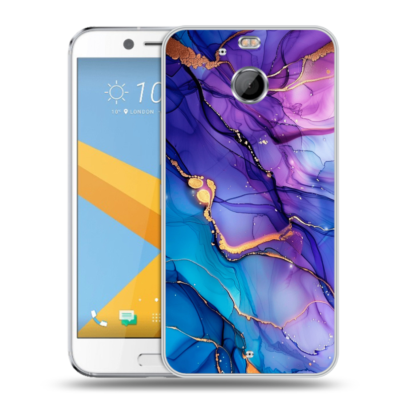 Пластиковый чехол на HTC 10 evo с принтом синий мрамор Пластиковый чехол на HTC 10 evo с принтом синий мрамор