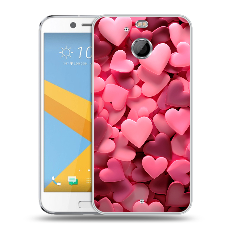 Пластиковый чехол на HTC 10 evo с принтом розовые сердечки Пластиковый чехол на HTC 10 evo с принтом розовые сердечки