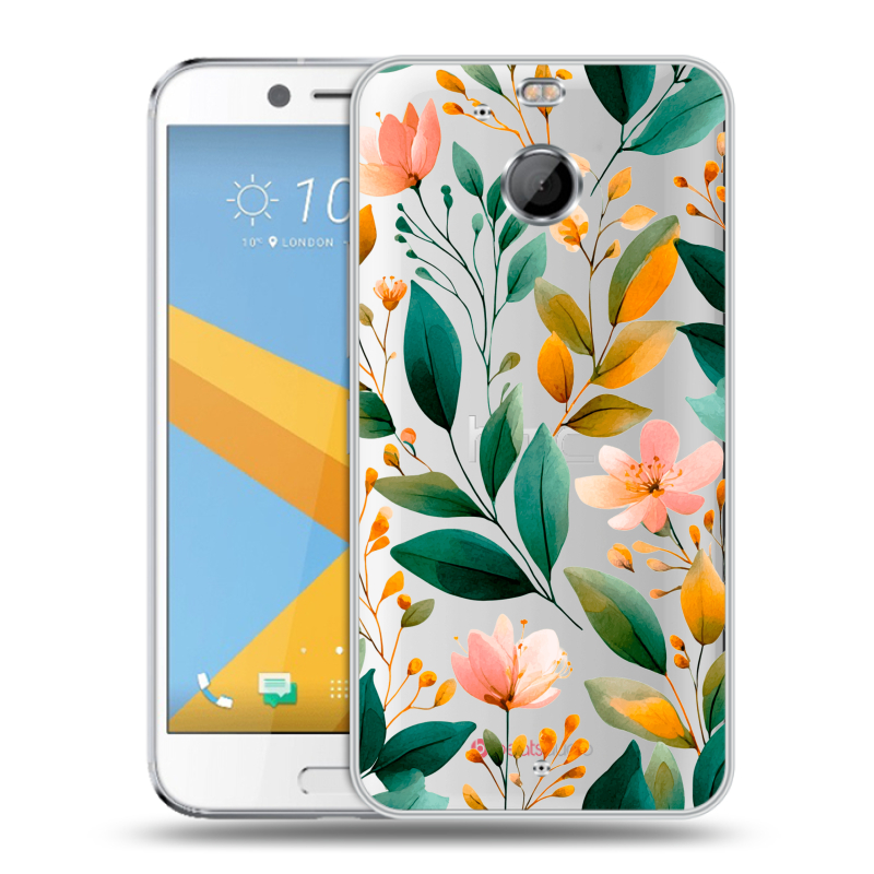 Пластиковый чехол на HTC 10 evo с принтом Цветы паттерн Пластиковый чехол на HTC 10 evo с принтом Цветы паттерн