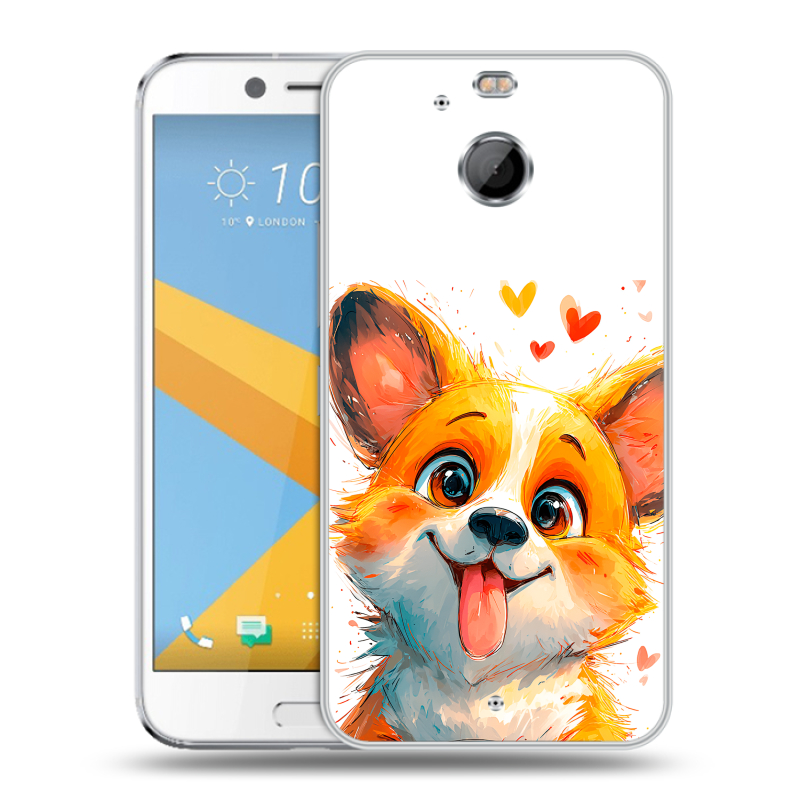 Пластиковый чехол на HTC 10 evo с принтом корги Пластиковый чехол на HTC 10 evo с принтом корги