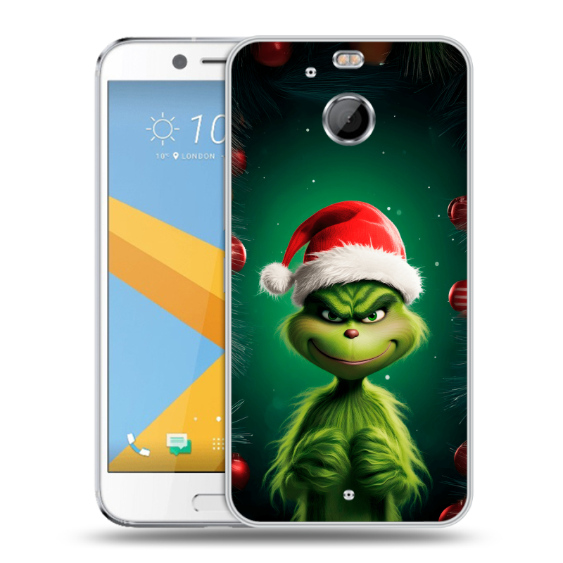 Пластиковый чехол на HTC 10 evo с принтом Гринч Новый год Рождество Пластиковый чехол на HTC 10 evo с принтом Гринч Новый год Рождество