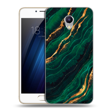 Силиконовый чехол на Meizu M5 Note с принтом Мрамор зеленое золото
