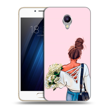 Силиконовый чехол на Meizu M5 Note с принтом Девушка и букет Силиконовый чехол на Meizu M5 Note с принтом Девушка и букет