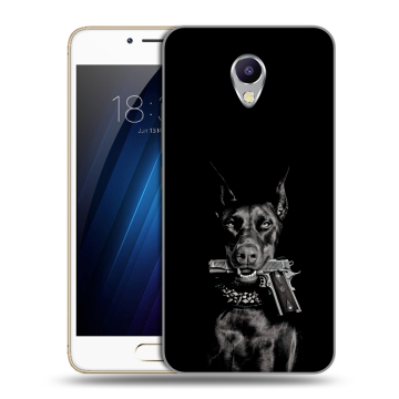 Силиконовый чехол на Meizu M5 Note с принтом Доберман и пистолет Силиконовый чехол на Meizu M5 Note с принтом Доберман и пистолет