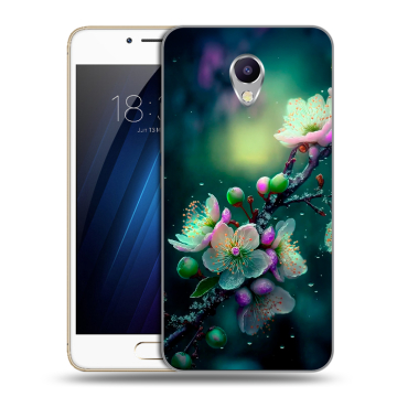 Силиконовый чехол на Meizu M5 Note с принтом Цветы и мрамор Силиконовый чехол на Meizu M5 Note с принтом Цветы и мрамор