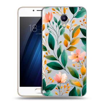 Силиконовый чехол на Meizu M5 Note с принтом Цветы паттерн Силиконовый чехол на Meizu M5 Note с принтом Цветы паттерн