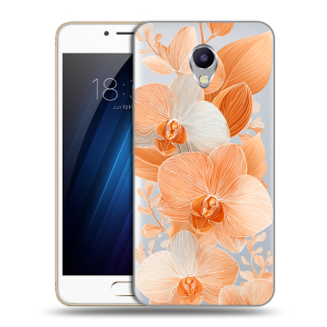 Силиконовый чехол на Meizu M5 Note с принтом Бежевые цветы Силиконовый чехол на Meizu M5 Note с принтом Бежевые цветы