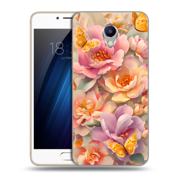 Силиконовый чехол на Meizu M5 Note с принтом Цветы и бабочки Силиконовый чехол на Meizu M5 Note с принтом Цветы и бабочки