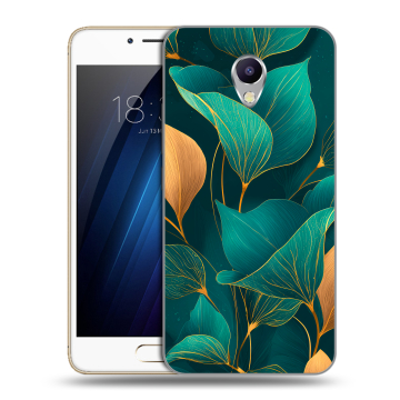 Силиконовый чехол на Meizu M5 Note с принтом Листья и золото Силиконовый чехол на Meizu M5 Note с принтом Листья и золото