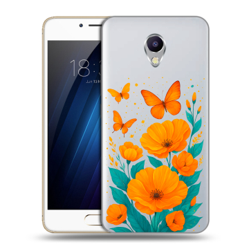 Силиконовый чехол на Meizu M5 Note с принтом цветы бабочки Силиконовый чехол на Meizu M5 Note с принтом цветы бабочки