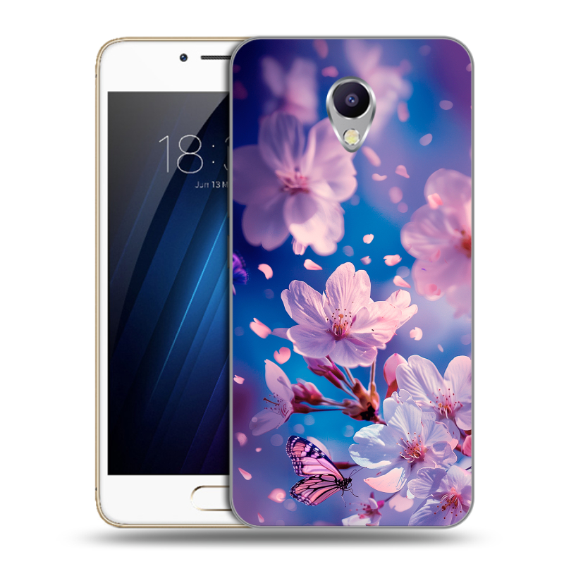 Силиконовый чехол на Meizu M5 Note с принтом цветы бабочки Силиконовый чехол на Meizu M5 Note с принтом цветы бабочки