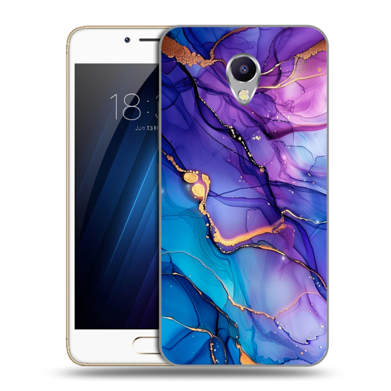 Силиконовый чехол на Meizu M5 Note с принтом синий мрамор Силиконовый чехол на Meizu M5 Note с принтом синий мрамор