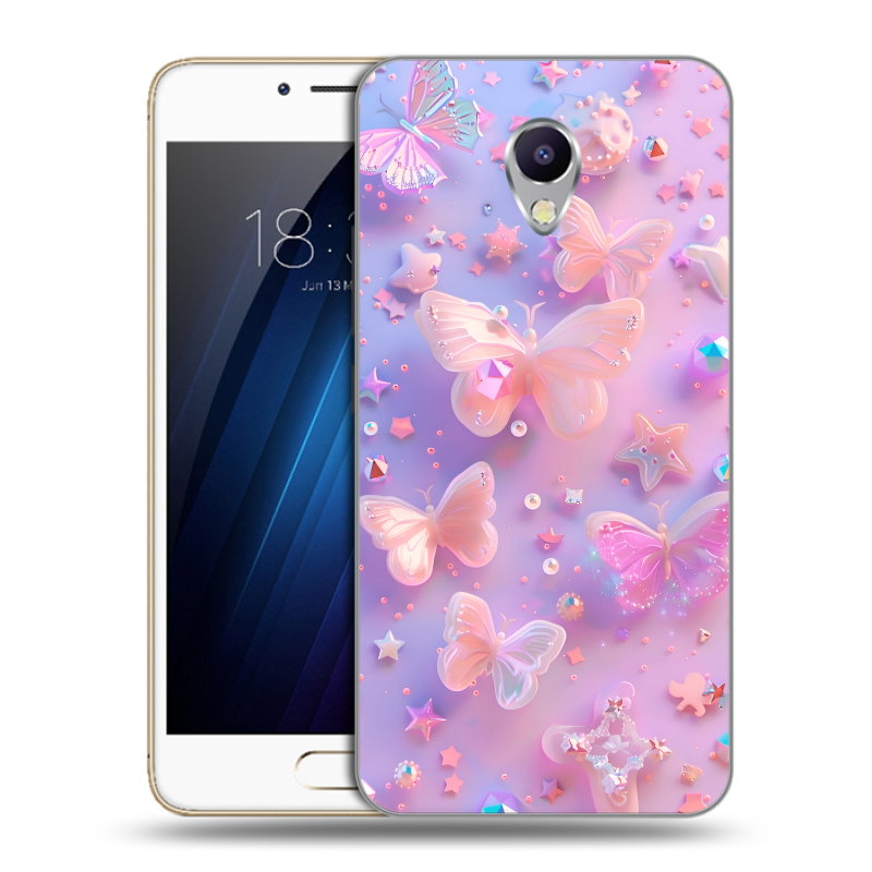 Силиконовый чехол на Meizu M5 Note с принтом Бабочки Силиконовый чехол на Meizu M5 Note с принтом Бабочки