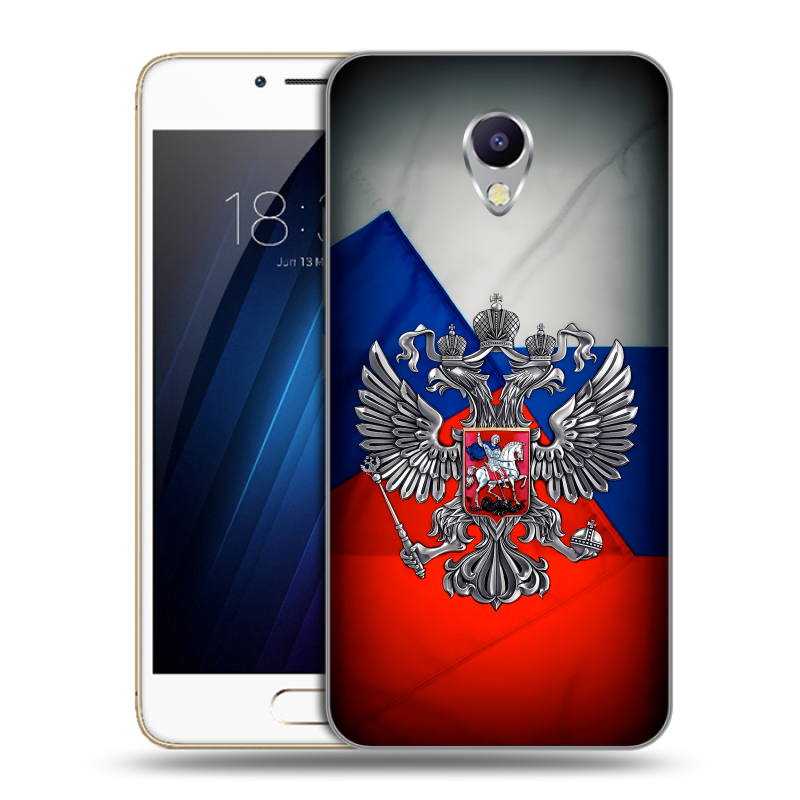 Силиконовый чехол на Meizu M5 Note с принтом Флаг России Силиконовый чехол на Meizu M5 Note с принтом Флаг России