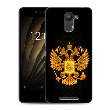 Силиконовый чехол на BQ Aquaris U с принтом Герб России желтый