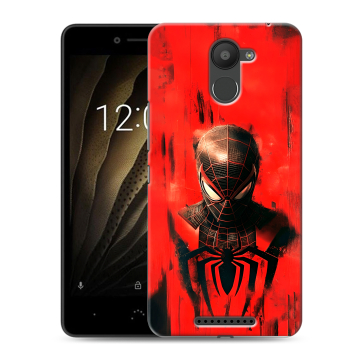Силиконовый чехол на BQ Aquaris U с принтом человек паук spiderman