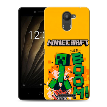 Силиконовый чехол на BQ Aquaris U с принтом Майнкрафт Minecraft Силиконовый чехол на BQ Aquaris U с принтом Майнкрафт Minecraft