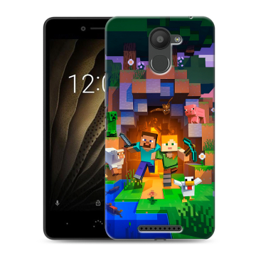 Силиконовый чехол на BQ Aquaris U с принтом Майнкрафт Minecraft Силиконовый чехол на BQ Aquaris U с принтом Майнкрафт Minecraft