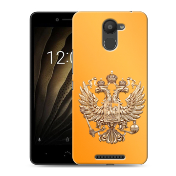 Силиконовый чехол на BQ Aquaris U с принтом Герб Флаг России