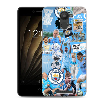 Силиконовый чехол на BQ Aquaris U с принтом Man City Манчестер Сити