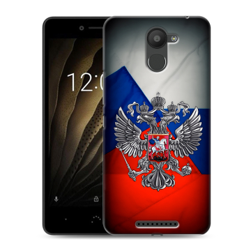 Силиконовый чехол на BQ Aquaris U с принтом Флаг России
