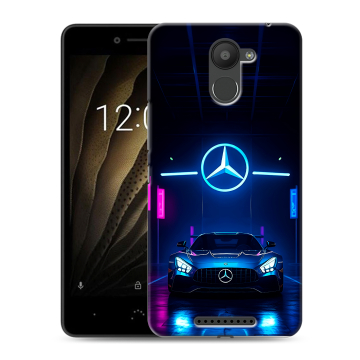 Силиконовый чехол на BQ Aquaris U с принтом Mercedes Мерседес