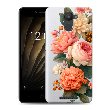 Силиконовый чехол на BQ Aquaris U с принтом цветы