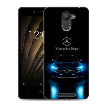 Силиконовый чехол на BQ Aquaris U с принтом Mercedes Мерседес