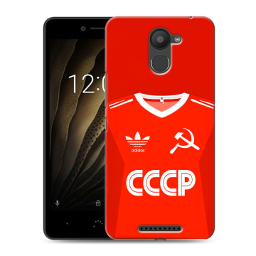 Силиконовый чехол на BQ Aquaris U с принтом Флаг Герб СССР