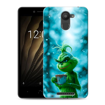 Силиконовый чехол на BQ Aquaris U с принтом Новый год гринч