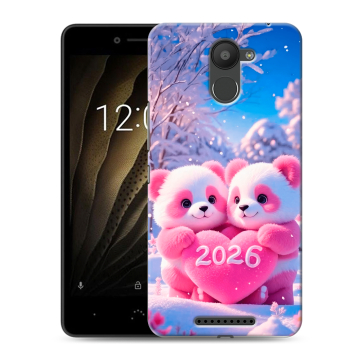 Силиконовый чехол на BQ Aquaris U с принтом Новый год