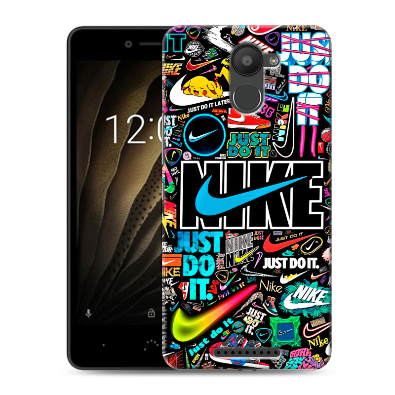 Силиконовый чехол на BQ Aquaris U с принтом найк nike черный Силиконовый чехол на BQ Aquaris U с принтом найк nike черный