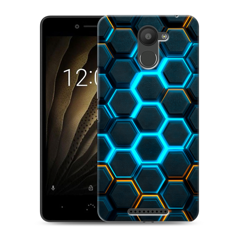 Силиконовый чехол на BQ Aquaris U с принтом Неоновые соты Силиконовый чехол на BQ Aquaris U с принтом Неоновые соты