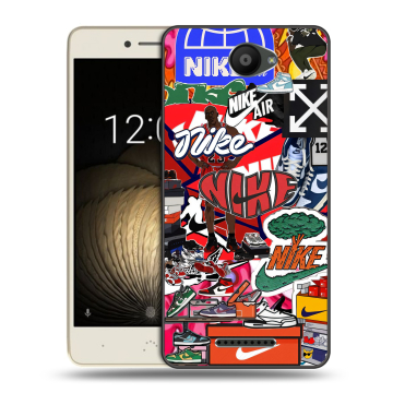 Силиконовый чехол на BQ Aquaris U Lite с принтом Найк Nike яркий Силиконовый чехол на BQ Aquaris U Lite с принтом Найк Nike яркий