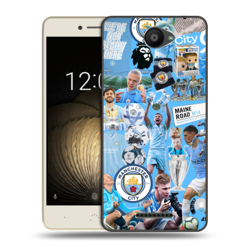 Силиконовый чехол на BQ Aquaris U Lite с принтом Man City Манчестер Сити