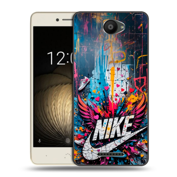 Силиконовый чехол на BQ Aquaris U Lite с принтом Nike Найк