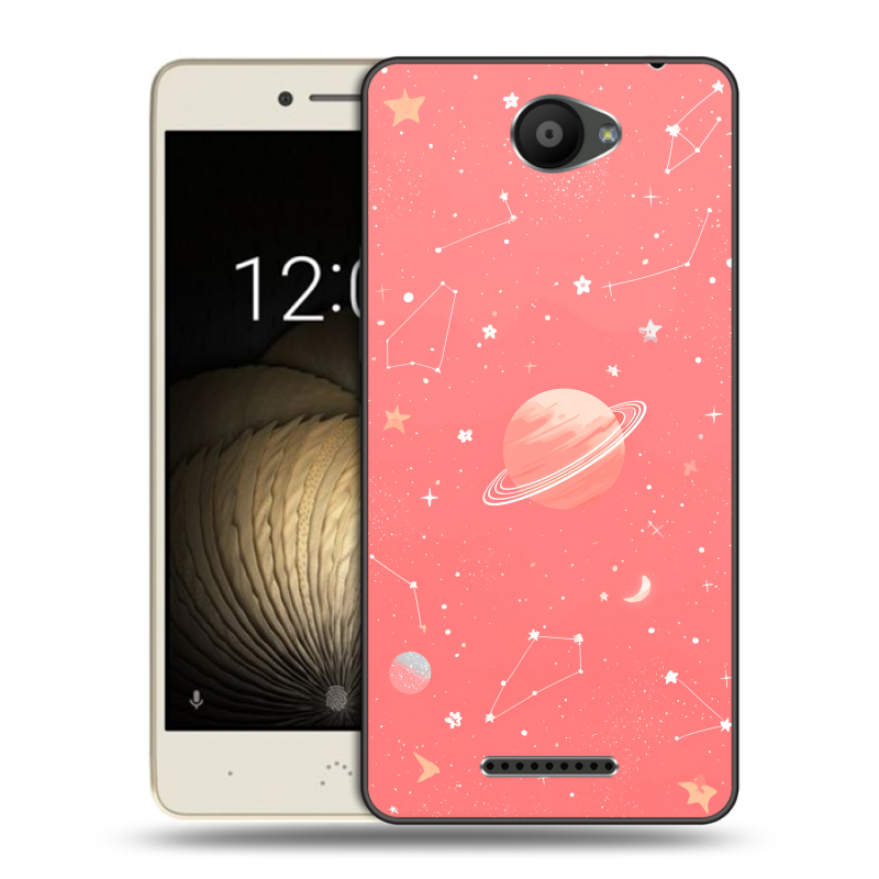 Силиконовый чехол на BQ Aquaris U Lite с принтом Розовый космос Силиконовый чехол на BQ Aquaris U Lite с принтом Розовый космос