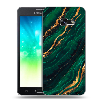 Силиконовый противоударный чехол на Samsung Galaxy A3 (2017) с принтом Мрамор зеленое золото Силиконовый противоударный чехол на Samsung Galaxy A3 (2017) с принтом Мрамор зеленое золото