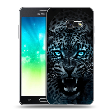 Силиконовый противоударный чехол на Samsung Galaxy A3 (2017) с принтом Темный леопард Силиконовый противоударный чехол на Samsung Galaxy A3 (2017) с принтом Темный леопард
