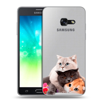 Силиконовый противоударный чехол на Samsung Galaxy A3 (2017) с принтом Кошки Силиконовый противоударный чехол на Samsung Galaxy A3 (2017) с принтом Кошки