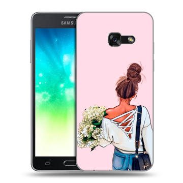 Силиконовый противоударный чехол на Samsung Galaxy A3 (2017) с принтом Девушка и букет Силиконовый противоударный чехол на Samsung Galaxy A3 (2017) с принтом Девушка и букет
