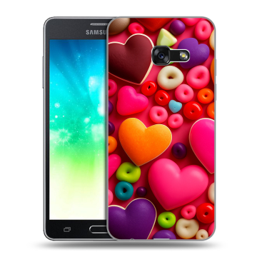 Силиконовый противоударный чехол на Samsung Galaxy A3 (2017) с принтом Сердечки Силиконовый противоударный чехол на Samsung Galaxy A3 (2017) с принтом Сердечки