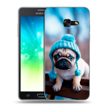 Силиконовый противоударный чехол на Samsung Galaxy A3 (2017) с принтом Мопс в шапке