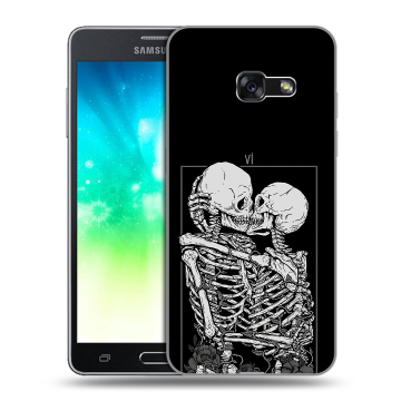 Силиконовый противоударный чехол на Samsung Galaxy A3 (2017) с принтом Поцелуй скелетов