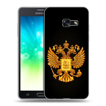 Силиконовый противоударный чехол на Samsung Galaxy A3 (2017) с принтом Герб России желтый