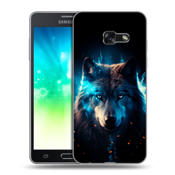Силиконовый противоударный чехол на Samsung Galaxy A3 (2017) с принтом Волк ночной