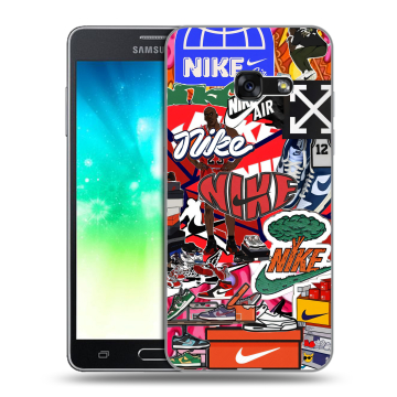 Силиконовый противоударный чехол на Samsung Galaxy A3 (2017) с принтом Найк Nike яркий Силиконовый противоударный чехол на Samsung Galaxy A3 (2017) с принтом Найк Nike яркий