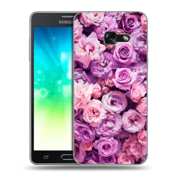 Силиконовый противоударный чехол на Samsung Galaxy A3 (2017) с принтом лавандовые розы Силиконовый противоударный чехол на Samsung Galaxy A3 (2017) с принтом лавандовые розы