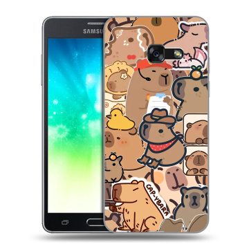Силиконовый противоударный чехол на Samsung Galaxy A3 (2017) с принтом капибара Силиконовый противоударный чехол на Samsung Galaxy A3 (2017) с принтом капибара